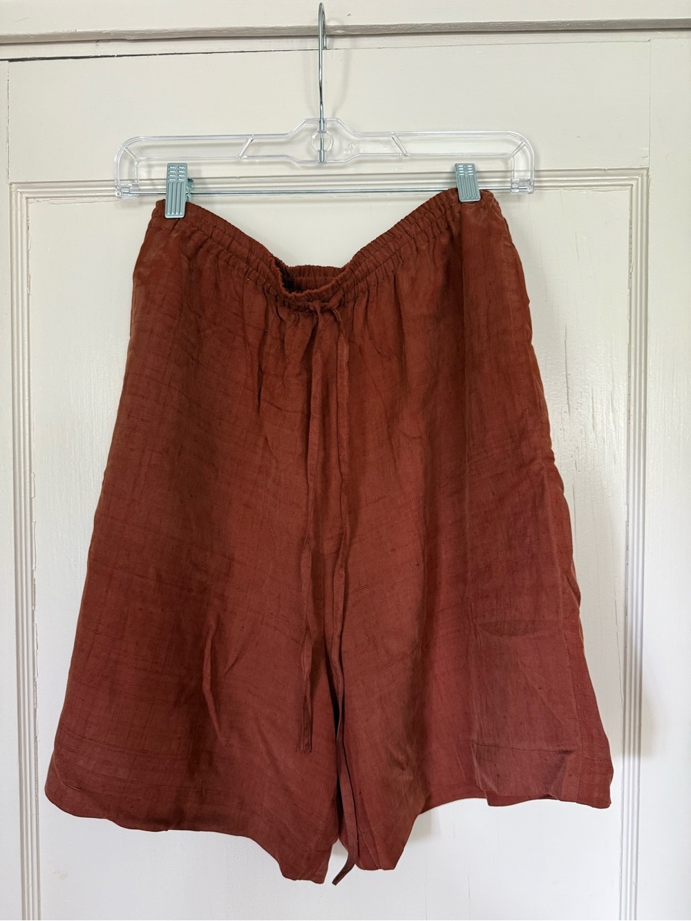 Vintage Lightweight Rust 100% Pure Silk Drawstring Shorts